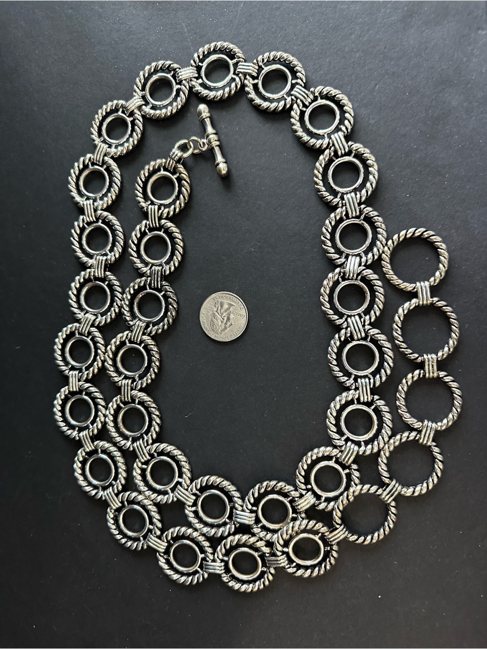 Vintage Heavy Chain Link Belt Silver Toggle